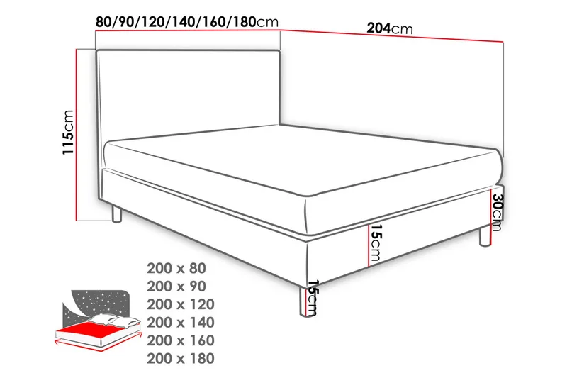 Lux Kontinentalseng 90x204 cm - Grønn - Møbler - Senger - Kontinentalsenger