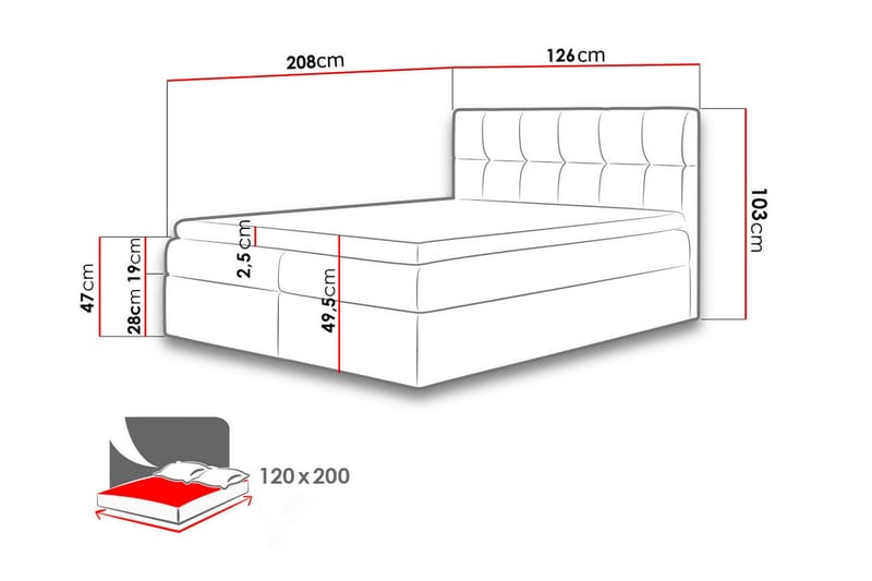 Kramvik kontinentalseng 120x200 - Beige - Møbler - Senger - Enkeltsenger