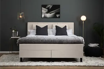 Lucky Komplett Sengepakke 180x200 Skum Glatt Sengegavl - Beige - Møbler - Senger - Komplett sengepakke
