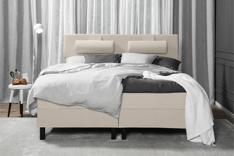 Lucky Komplett Sengepakke 180x200 Skum Glatt Sengegavl - Beige - Møbler - Senger - Komplett sengepakke