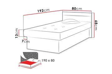 Berta Rammeseng 192x80x68 cm - Møbler - Senger - Komplett sengepakke