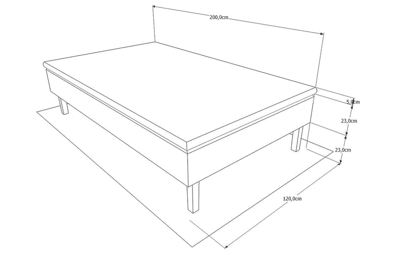 Viken Bas Rammeseng 120X200Cm - Grå, Konisk Eikeben - Møbler - Senger - Enkeltsenger