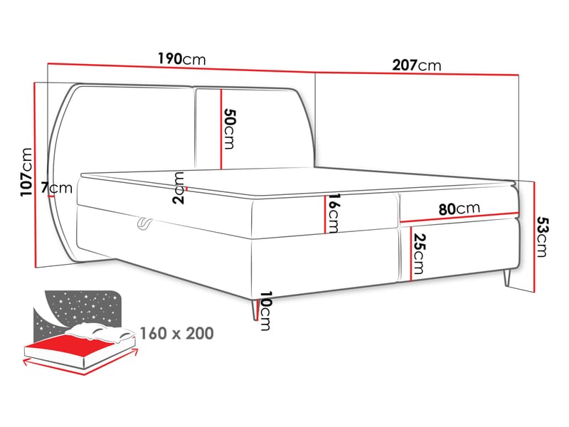 Rynricon Sengepakke Kontinentalseng 160x200 cm - Brun - Møbler - Senger - Komplett sengepakke