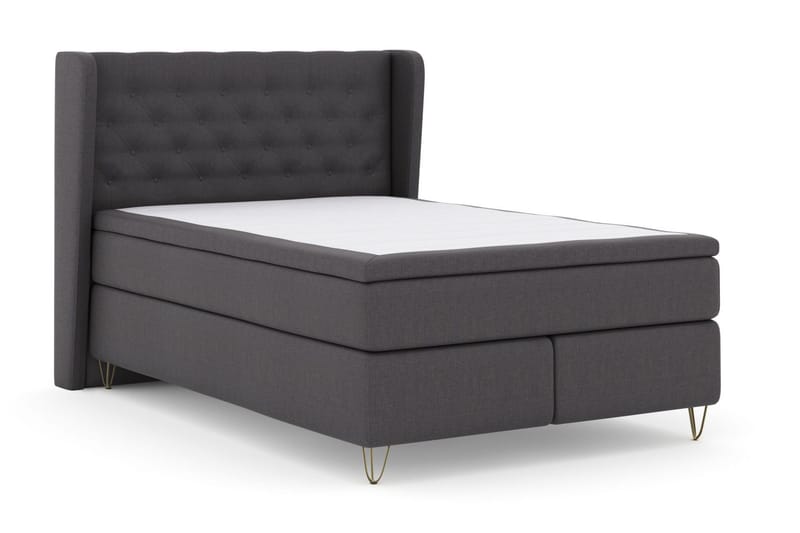 Select No 6 Komplett Sengepakke 140x200 Medium Memory/Pocket - Mørkegrå/V-formede Metallben - Møbler - Senger - Komplett sengepakke