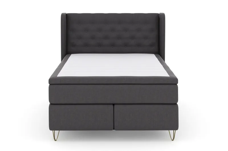 Select No 6 Komplett Sengepakke 140x200 Medium Memory/Pocket - Mørkegrå/V-formede Metallben - Møbler - Senger - Komplett sengepakke