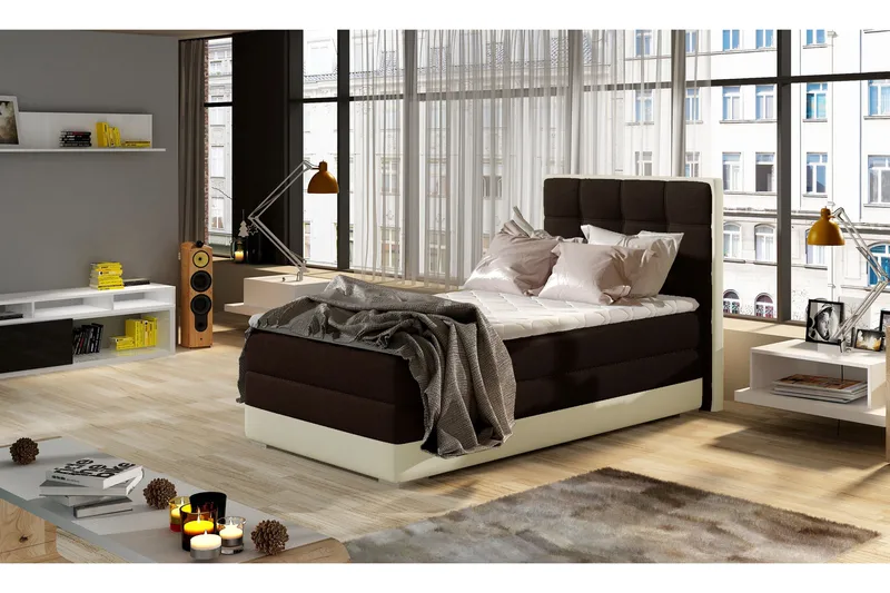 Damion Oppbevaringsseng 90x200 cm Venstre - Brun | beige - Møbler - Senger - Seng med oppbevaring