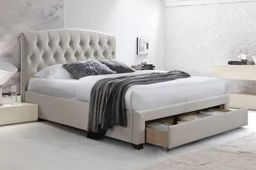 Natalia Sengeramme med Oppbevaringsskuff 160x200 cm - Beige - Møbler - Senger - Sengeramme & sengestamme