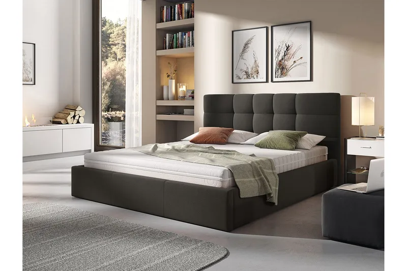 Nieres Oppbevaringsseng 160x200 cm - Svart - Møbler - Senger - Seng med oppbevaring