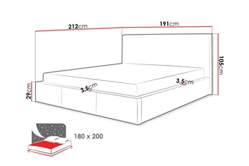 Nieres Oppbevaringsseng 180x200 cm - Mørkeblå - Møbler - Senger - Seng med oppbevaring