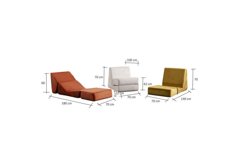 1-seters Sovesofa Dorielton Konvertibel Appelsin - Appelsin - Møbler - Sofaer - Sovesofaer
