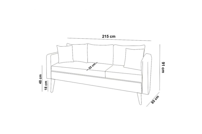 Espeut 3-seter Sofa - Grå - Møbler - Sofaer - Sofa 3 seter