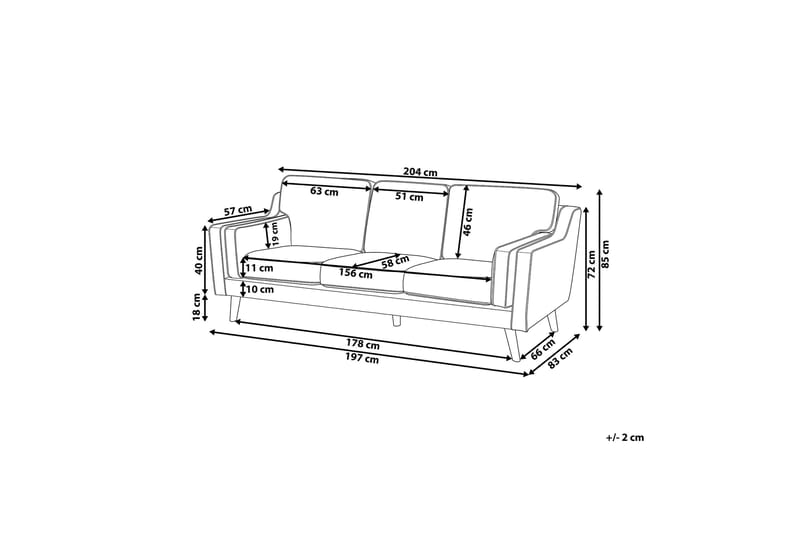 Lokka Sofa 3-seter - Blå - Møbler - Sofaer - Sofa 3 seter