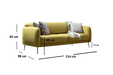 Panchenko 3-Seter Sofa - Gul - Møbler - Sofaer - Sovesofaer - 3 seters sovesofa