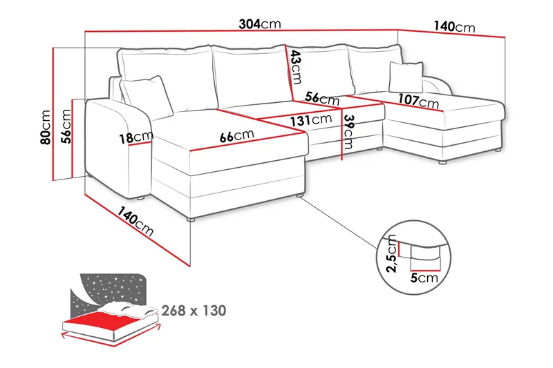 Alvared Sofa Dobbeldivan 4-seter - Mørk grå - Møbler - Sofaer - Sovesofaer
