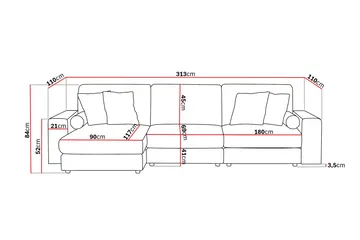 Arken Lyx 5-seter Vendbar L-formet Dyp Divansofa i Manchester - Mørkebrun - Møbler - Sofaer - Sofa med sjeselong