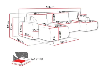 Barile Sofa Dobbeldivan 4-seter - Rosa - Møbler - Sofaer - U-sofa