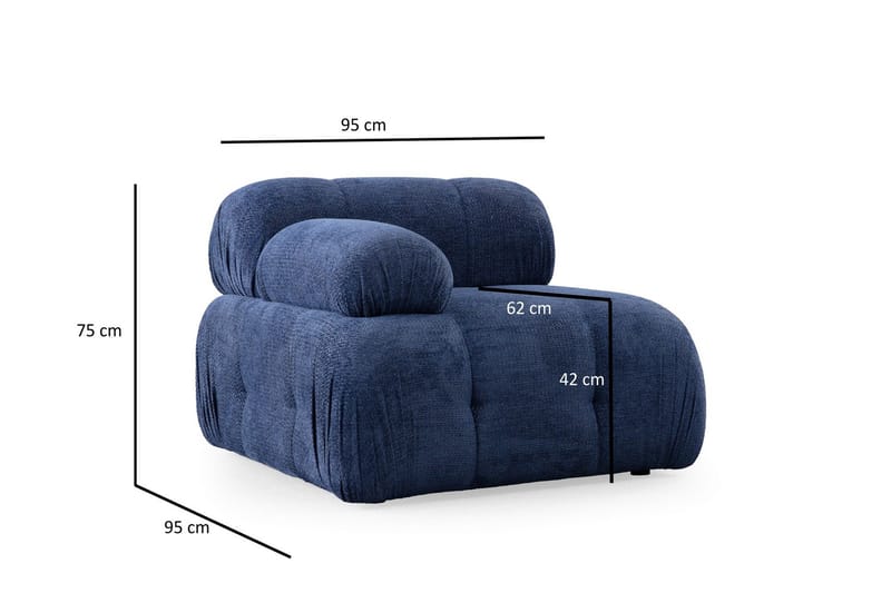 Belgin Sofa 3-seter - Blå - Møbler - Sofaer - Modulsofaer - Komplett modulsofa