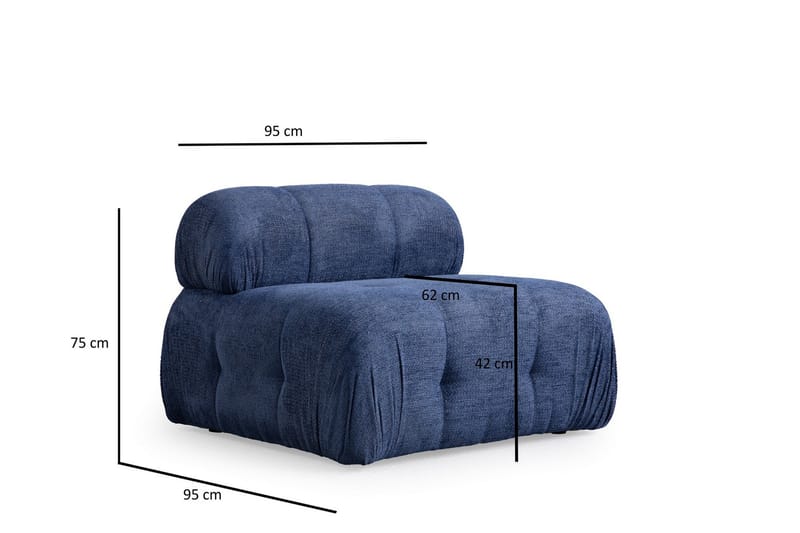 Belgin Sofa 3-seter - Blå - Møbler - Sofaer - Modulsofaer - Komplett modulsofa