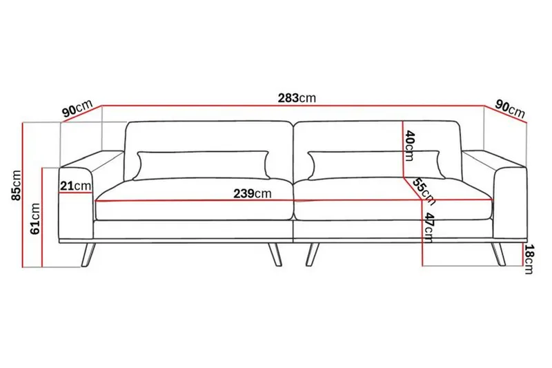 Copenhagen 4-seters Stoffsofa - Lys grå - Møbler - Sofaer - 4 seter sofa