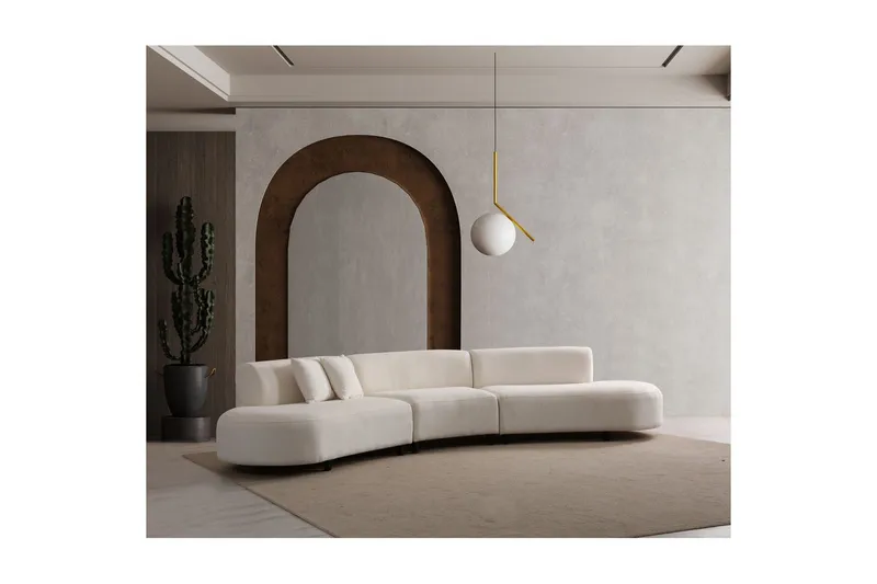 Dariya Svängd Sofa 4-sits - Krem - Møbler - Sofaer - 4 seter sofa