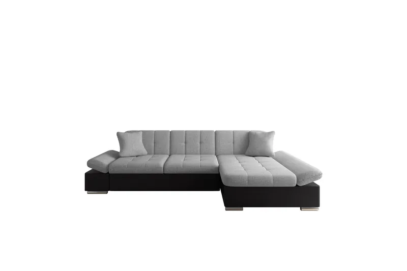 Djerra Sovesofa med Sjeselong 3-seter i Kunstlær - Svart / Grå - Møbler - Sofaer - Sovesofaer