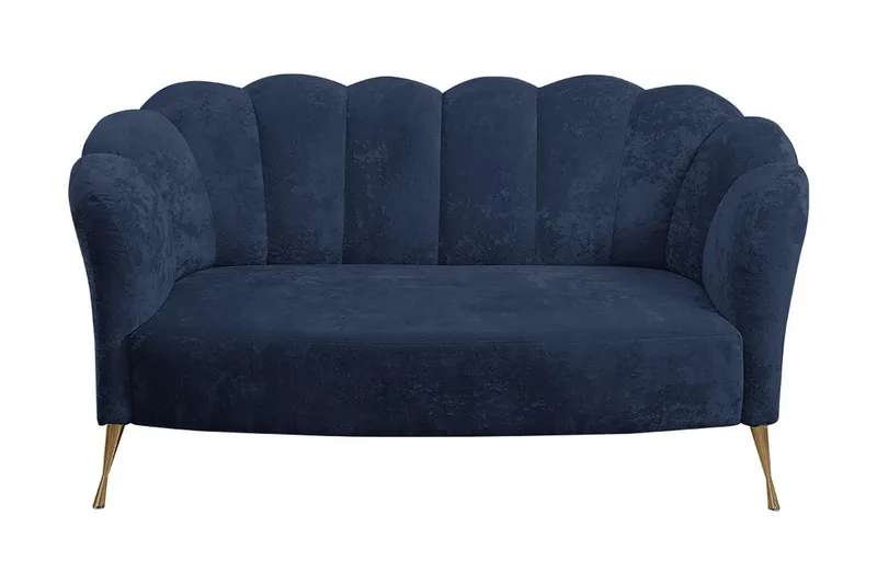 Adrial 2-seters Sofa, Fløyel/Blå/Gull