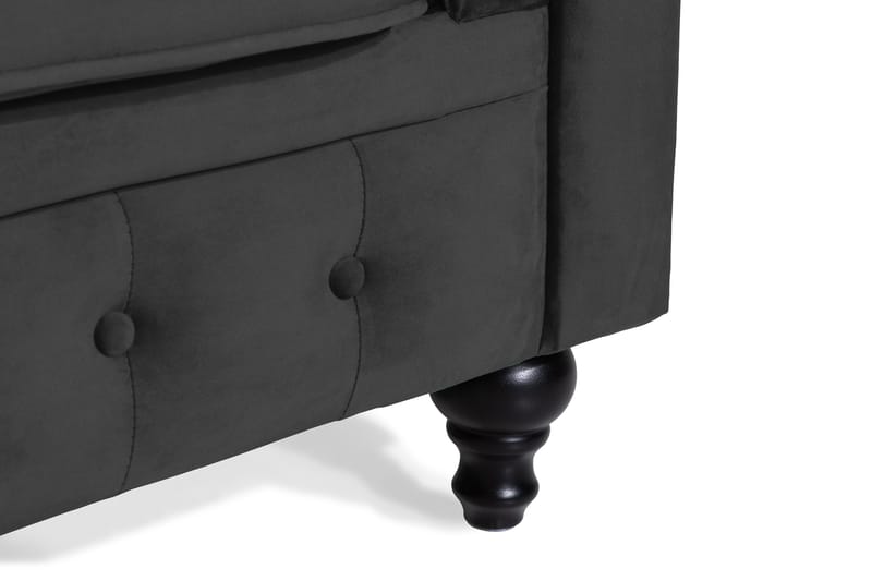 Chesterfield Lyx 2-seter Liten fløyelssofa – Dyp sofa 160 cm bred - Svart - Møbler - Sofaer - Fløyel sofaer