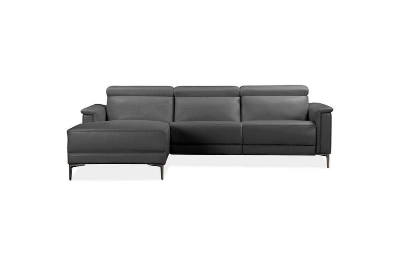 Hjørnesofa 3-seter Lund Grå, Lær/PU, Venstre Manuell Recliner - Grå, Lær/PU, Venstre Manuell Recliner - Møbler - Sofaer - Skinnsofaer