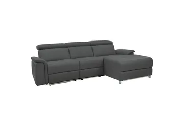 Hjørnesofa 3-seter Pareli Grå, Lær/PU, Høyre Manuell Recliner - Grå, Lær/PU, Høyre Manuell Recliner - Møbler - Sofaer - Skinnsofaer