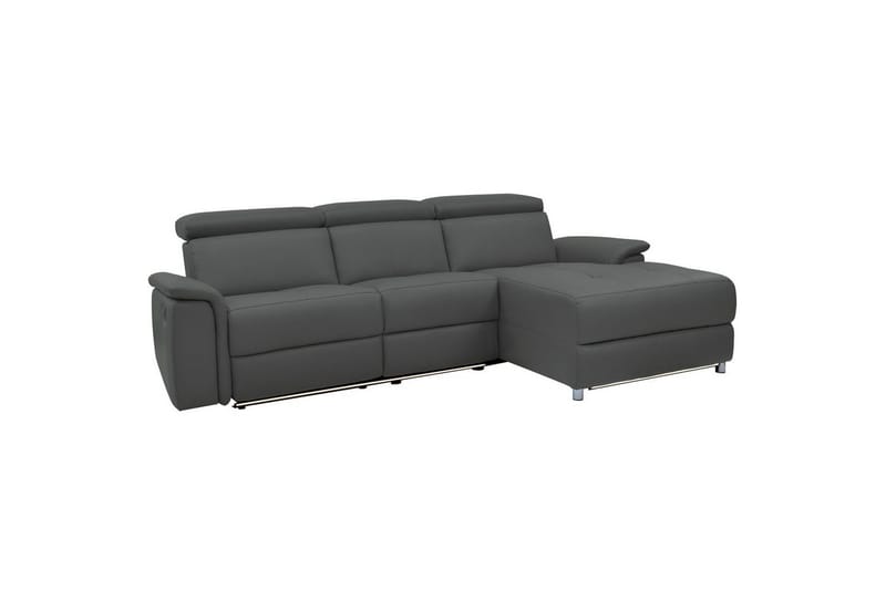 Hjørnesofa 3-seter Pareli Grå, Lær/PU, Høyre Manuell Recliner - Grå, Lær/PU, Høyre Manuell Recliner - Møbler - Sofaer - Skinnsofaer