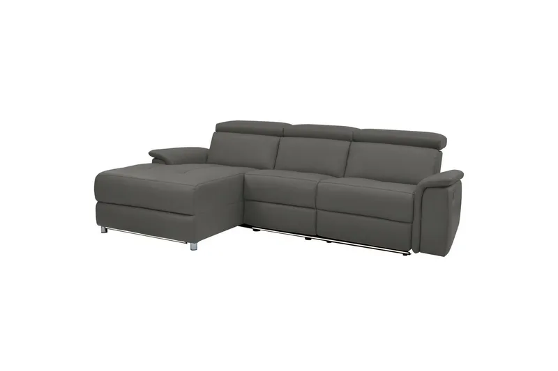 Hjørnesofa 3-seter Pareli Grå, Lær/PU, Venstre Manuell Recliner - Grå, Lær/PU, Venstre Manuell Recliner - Møbler - Sofaer - Skinnsofaer