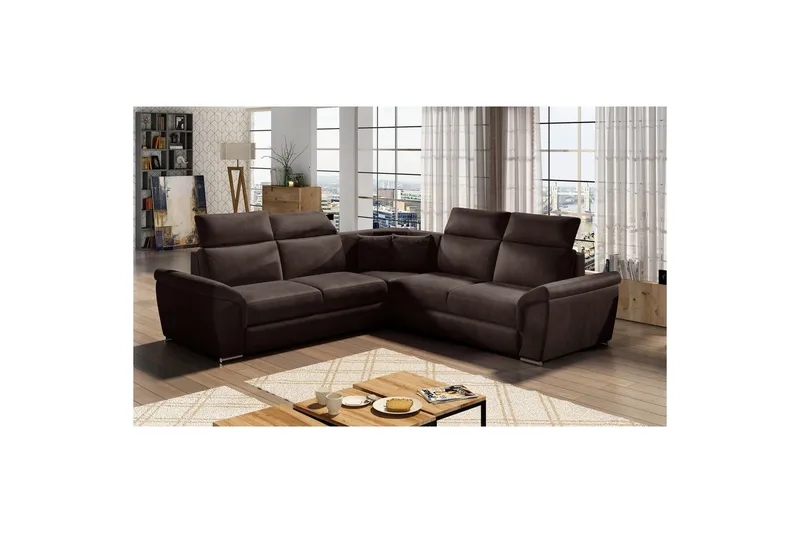 Hjørnesofa Eltap Federico 266x102x266 cm, Monolith 29, Mørk Brun, Universell
