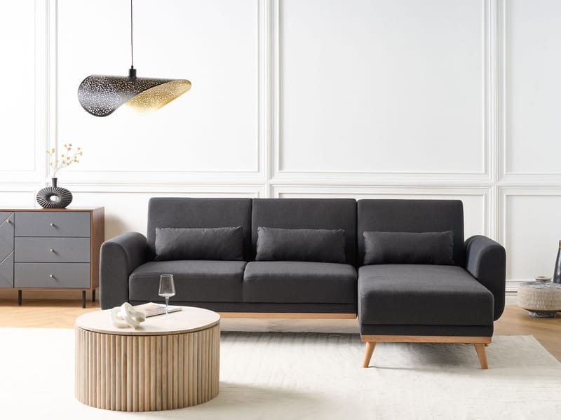 Hjørnesofa Ollsta venstrevendt - Svart - Møbler - Sofaer - Sovesofaer
