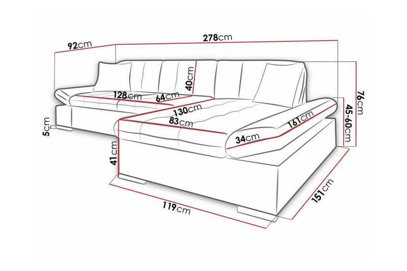 Kintore 3-seters hjørnesofa - Møbler - Sofaer - Sofa med sjeselong - 3 seters sofa med divan