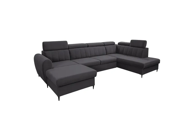 Hoffman Sofa med Divan og Sjeselong 4-seter, Mørk grå