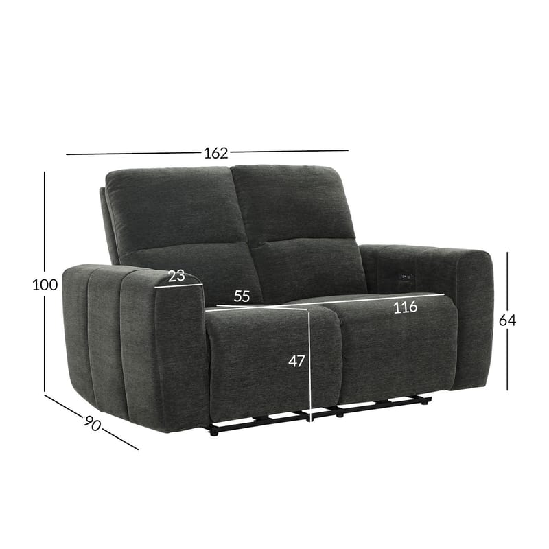 Reclinersofa Ödmark 2-seter med elektrisk mekanisme - grå - Møbler - Sofaer - Reclinersofaer - 2 seters kinosofa & reclinersofa