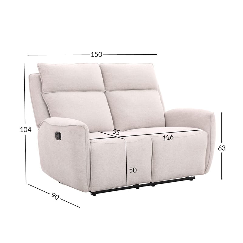 Reclinersofa Östvik 2-seter med manuell mekanisme - beige - Møbler - Sofaer - Reclinersofaer - 2 seters kinosofa & reclinersofa