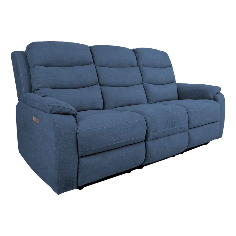 Reclinersofa Blenor 3-seter med elektrisk mekanisme, blå