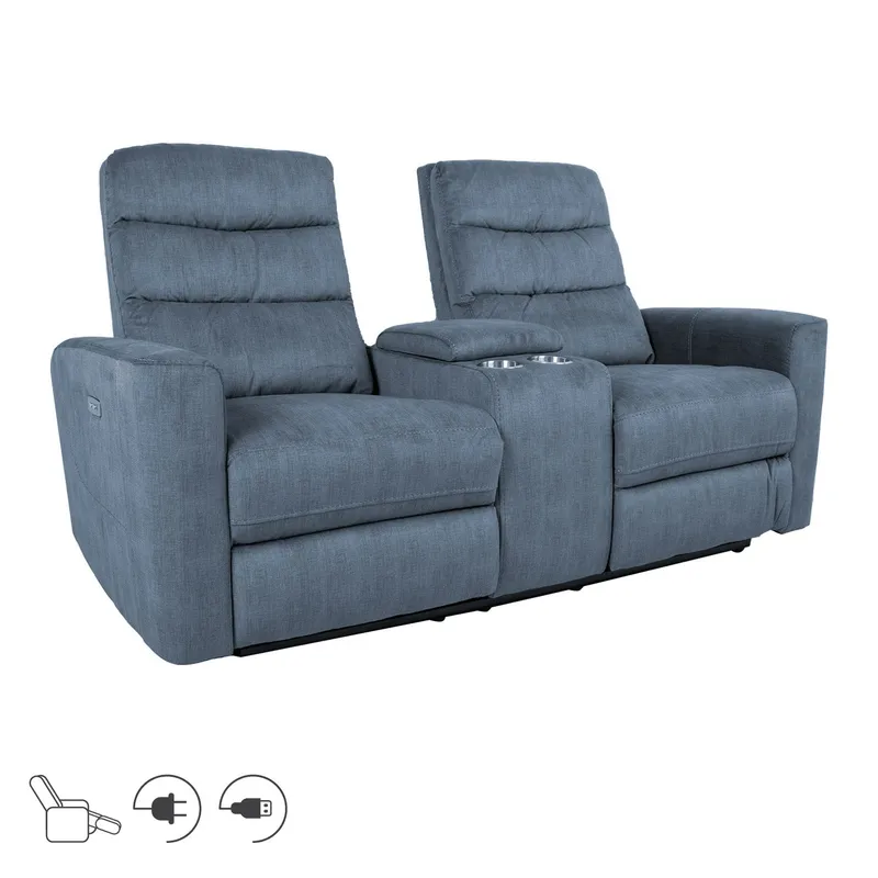 Reclinersofa Darvi 2-seter med elektrisk mekanisme, blå