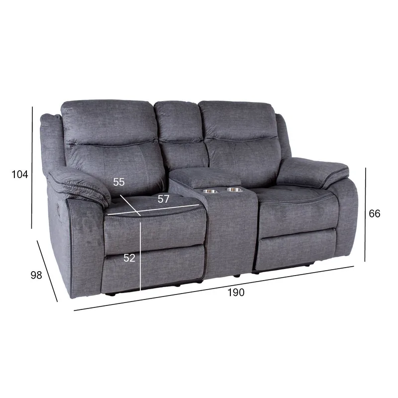 Reclinersofa Iskmar 2-seter med manuell mekanisme - grå - Møbler - Sofaer - Reclinersofaer - 2 seters kinosofa & reclinersofa