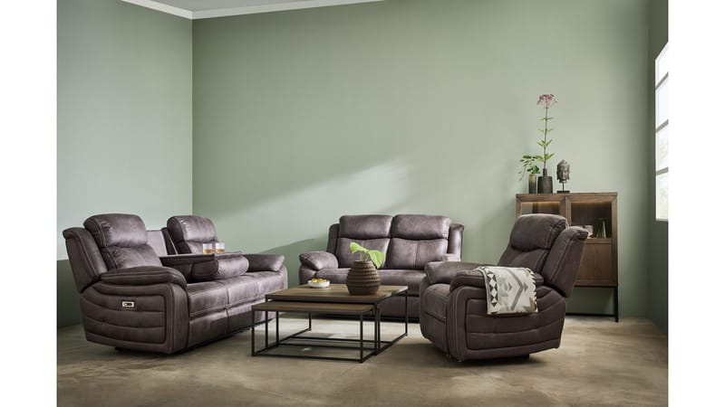 Reclinersofa Rindal 3-seter Manuell - brungrå - Møbler - Sofaer - Reclinersofaer - 3 seters kinosofa & reclinersofa