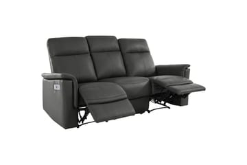 Sofa 3-seter Southbrook Grå, PU/tre/metall, Elektrisk recliner - Grå, PU/tre/metall, Elektrisk recliner - Møbler - Sofaer - Reclinersofaer
