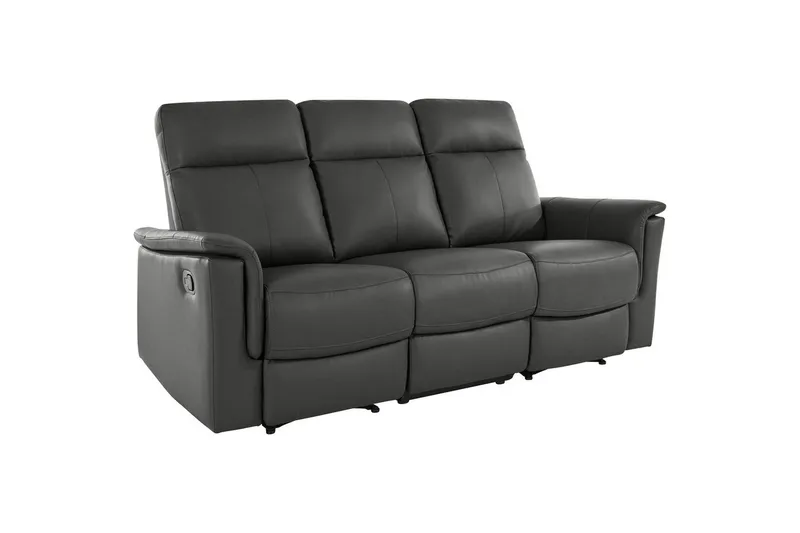 Sofa 3-seter Southbrook Grå, PU/tre/metall, Manuell hvilestol - Grå, PU/tre/metall, Manuell hvilestol - Møbler - Sofaer - Reclinersofaer