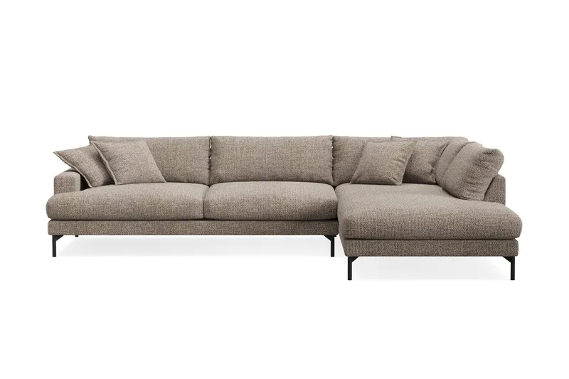 Menard Premium 5-seters høyrevendt L-formet dyp sjeselongsofa i chenille, Brun