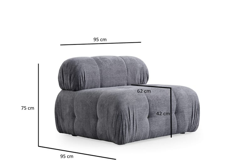 Belgin Midtmodul 95 cm - Grå - Møbler - Sofaer - Modulsofaer - Midtmodul