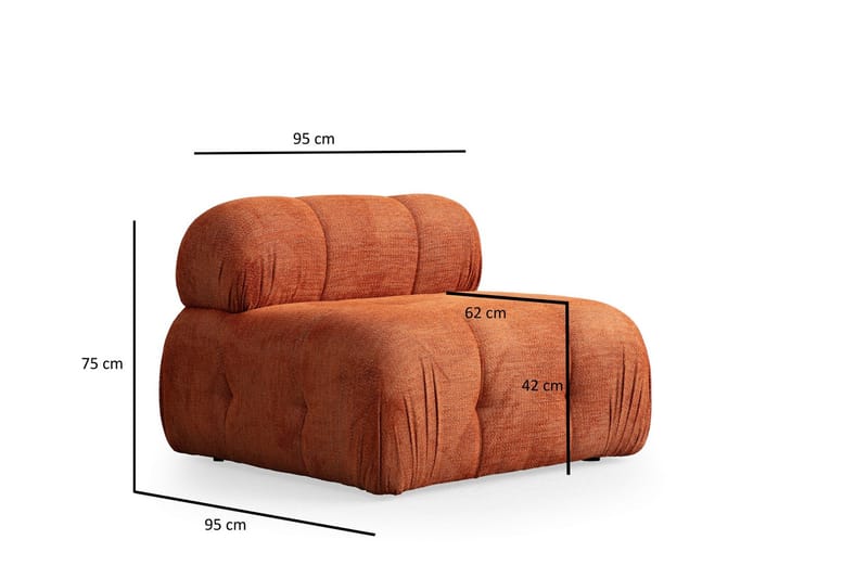 Belgin Midtmodul 95 cm - Oransje - Møbler - Sofaer - Modulsofaer - Midtmodul
