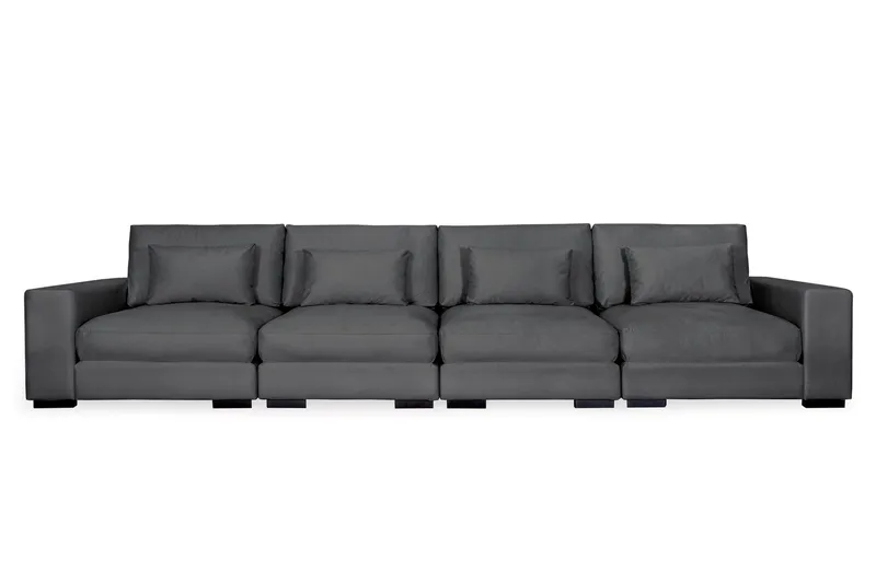Dubai 4-seters sofa fløyel ekstra dyp - Mørkegrå - Møbler - Sofaer - Modulsofaer - Komplett modulsofa