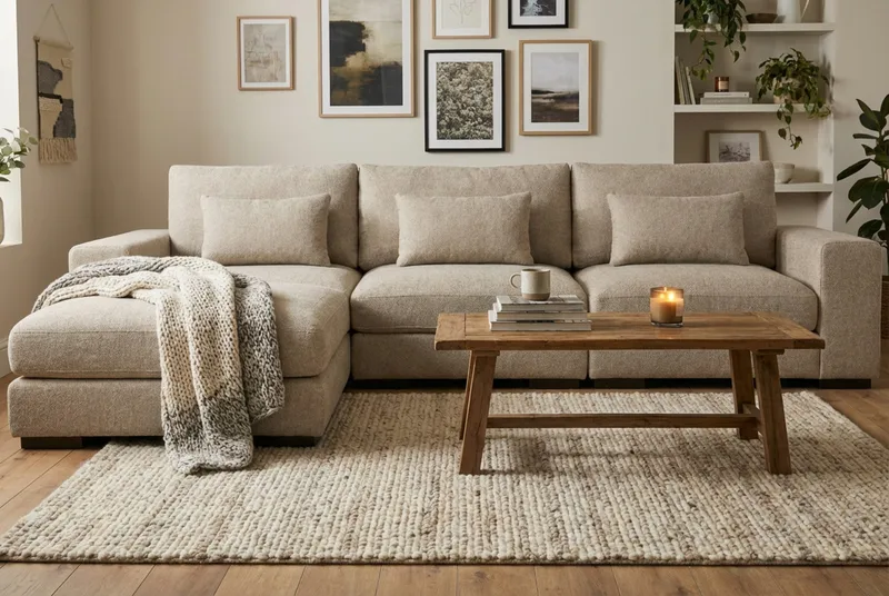 Dubai Ekstra dyp 4-seters modulsofa med divan høyre i stoff ekstra dyp - Brun - Møbler - Sofaer - Modulsofaer - Komplett modulsofa