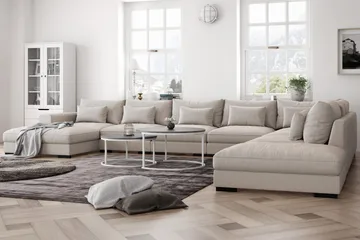 Dubai U-modulsofa Large med divan venstre ekstra dyp - Beige - Møbler - Sofaer - Modulsofaer - Komplett modulsofa