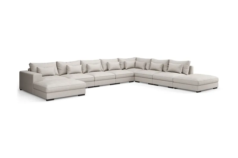 Dubai U-modulsofa Large med divan venstre ekstra dyp - Beige - Møbler - Sofaer - Modulsofaer - Komplett modulsofa